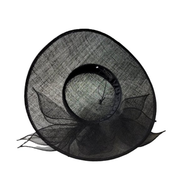Large Wide Brim Hat Black Sinamay Hat Wedding Adjustable Hat- NEW main image 13